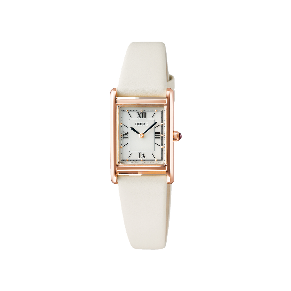 SEIKO 精工 STPR076 Tank 玫瑰金色 女裝 方形 復古 太陽能石英 皮帶錶