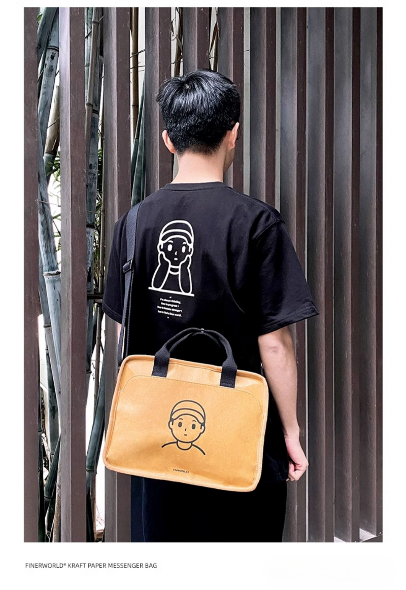 Finerworld 原創可濕水牛皮紙斜挎袋
