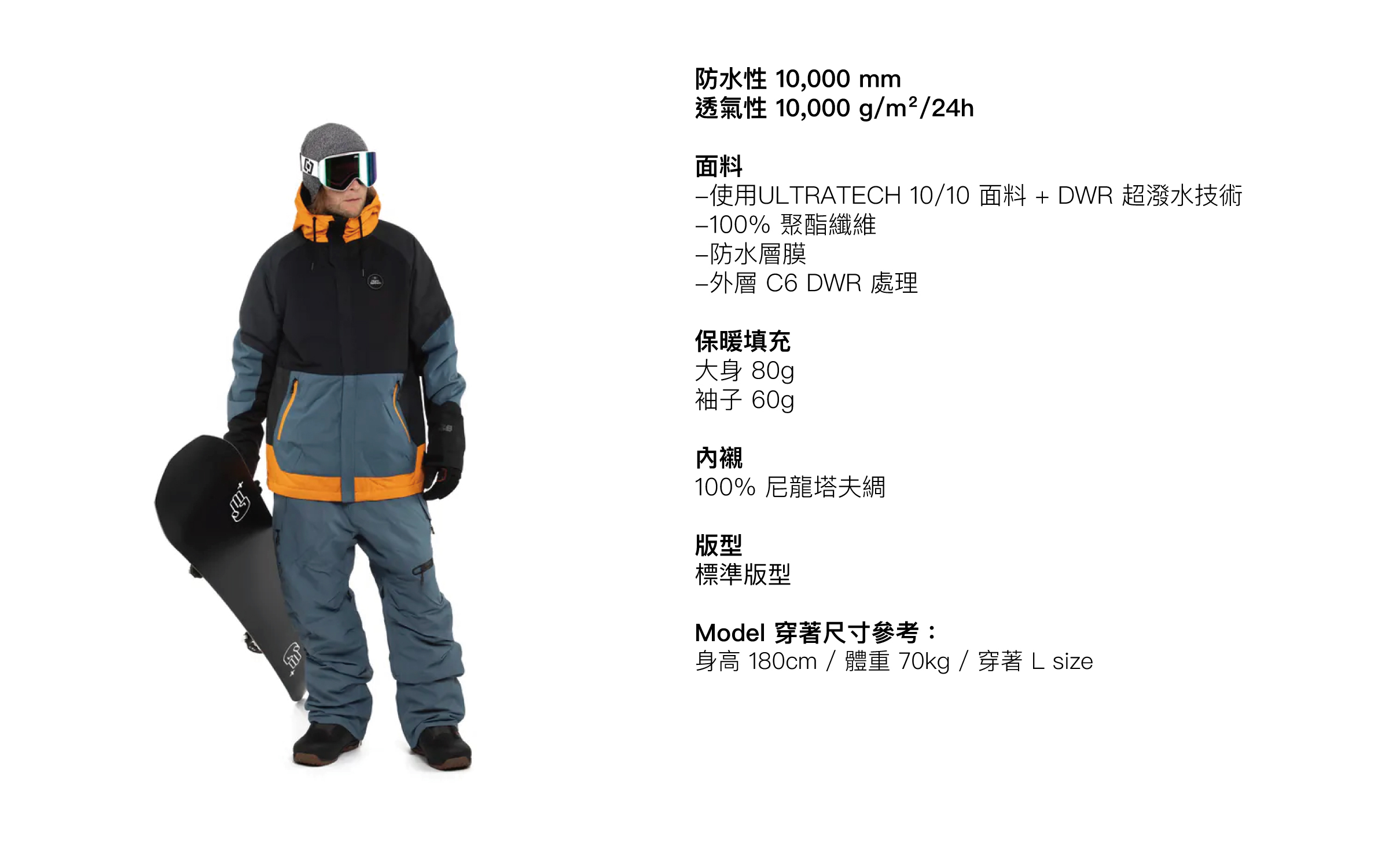 BLAKE JACKET FW23男款時尚滑雪外套 (10K/10K)商品描述