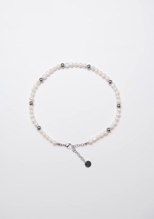 Mixture-MP032 淡水珍珠串接純鋼圓珠項鍊