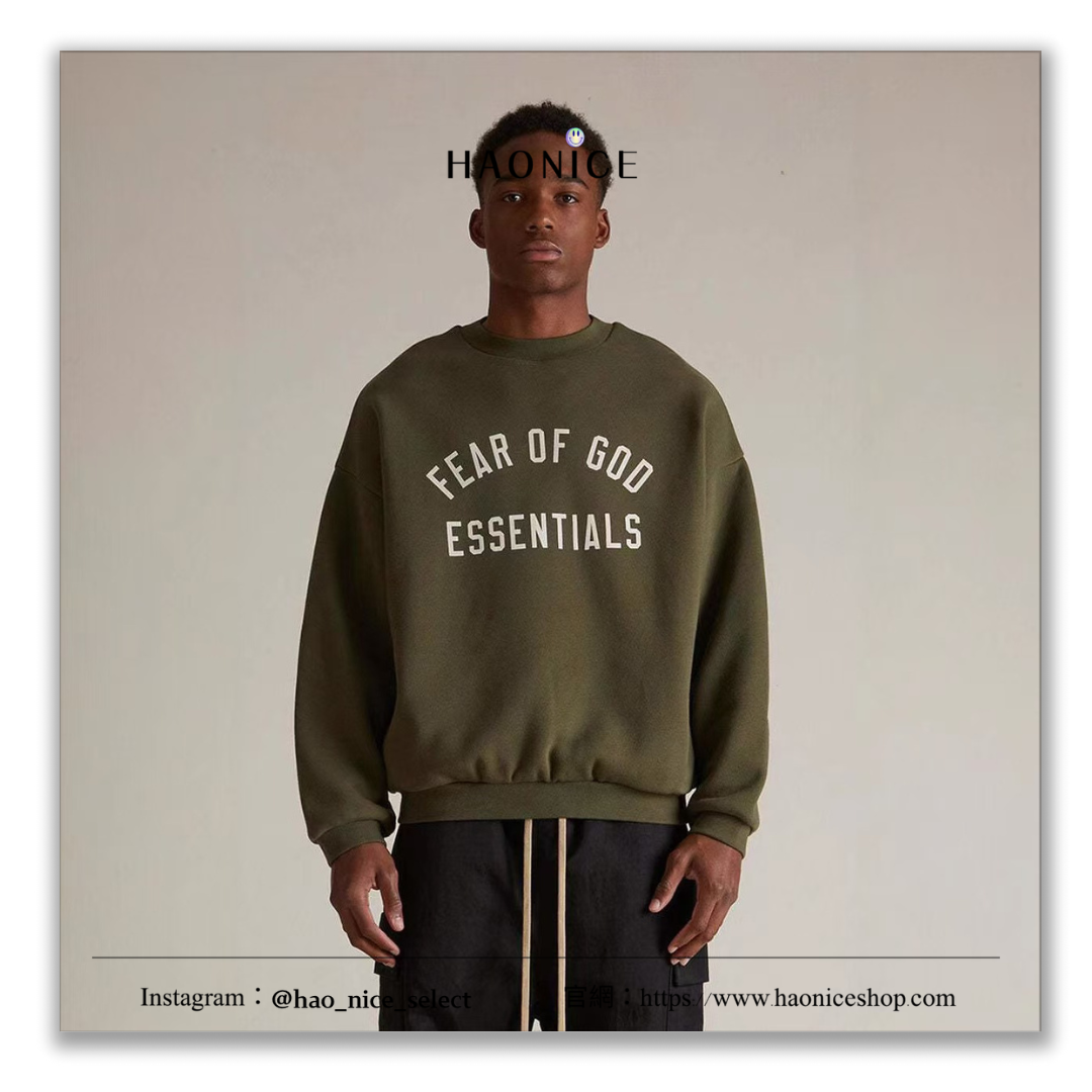 【HAO NICE】FOG ESSENTIALS 24FW 長袖 大學T 素色百搭 彎曲字體經典LOGO  秋冬必備單品