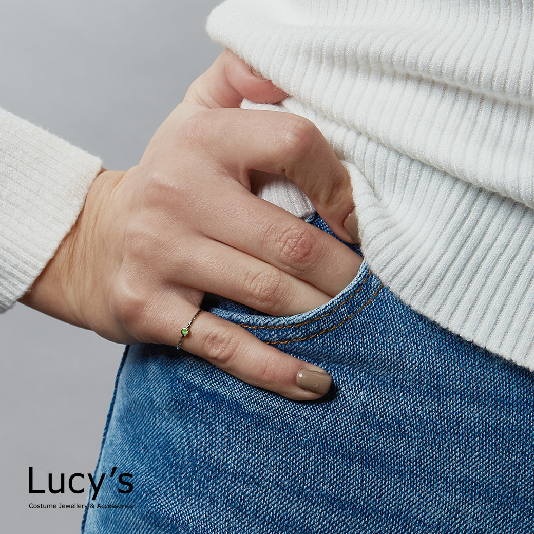 LUCKY RING 好運尾戒｜正能量加倍 (銀綠) (109865)