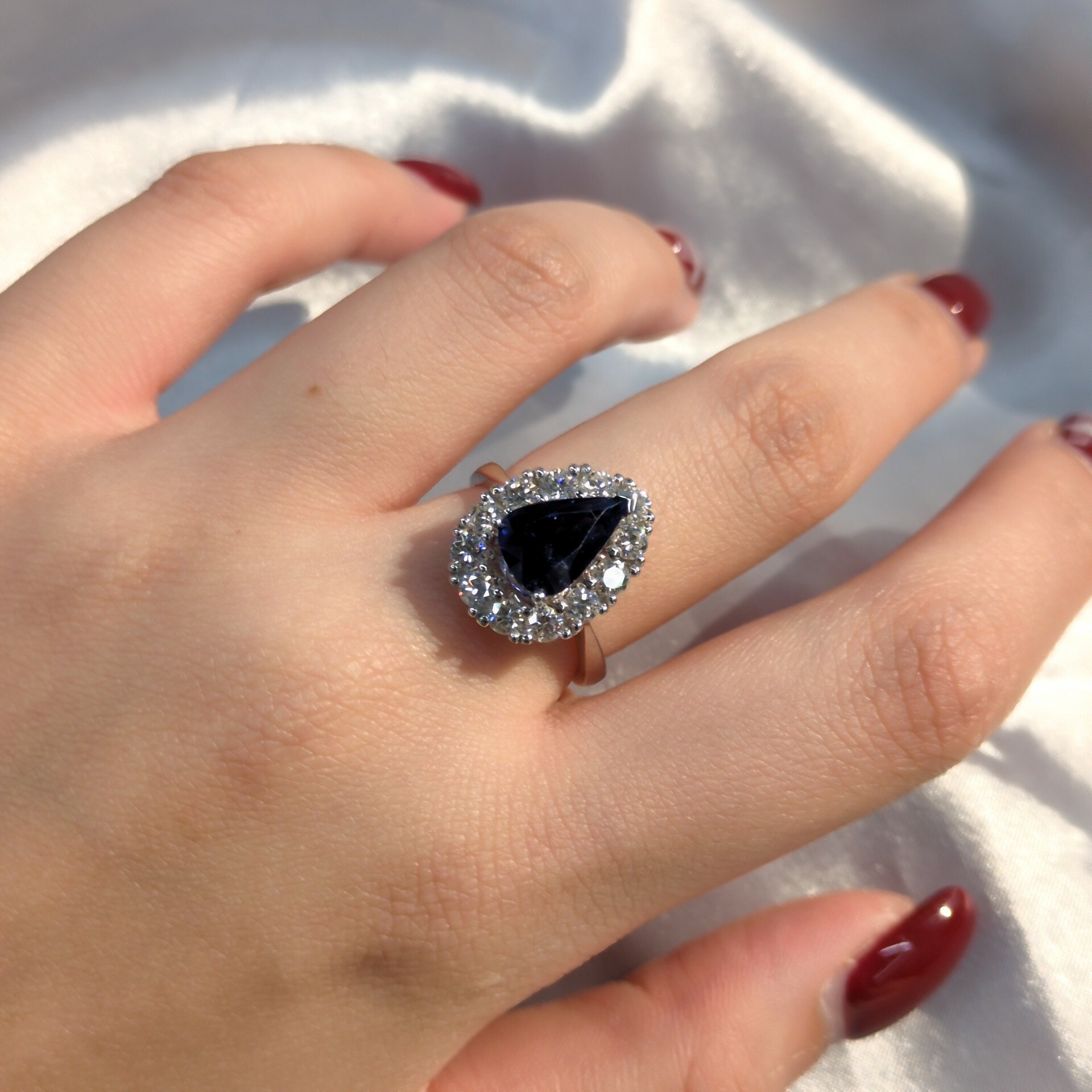 18K White Gold 3.08ct Sapphire and Diamond Ring