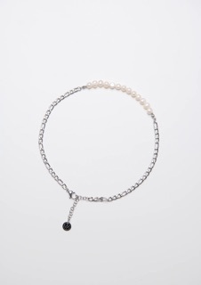 Mixture-MP033 純鋼扁鏈拼接淡水珍珠項鍊