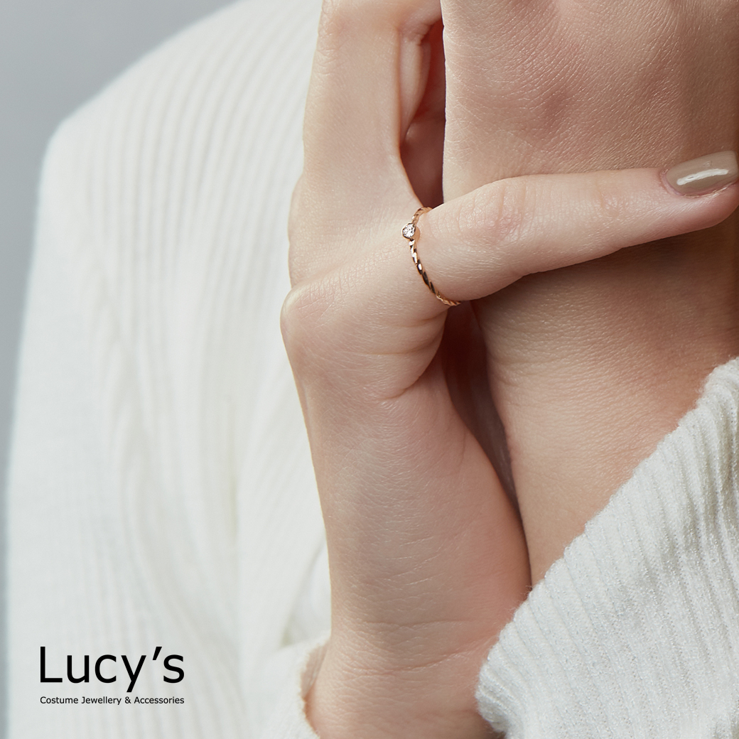 *LUCKY RING 好運尾戒｜天天快樂 (玫透白) (109935)