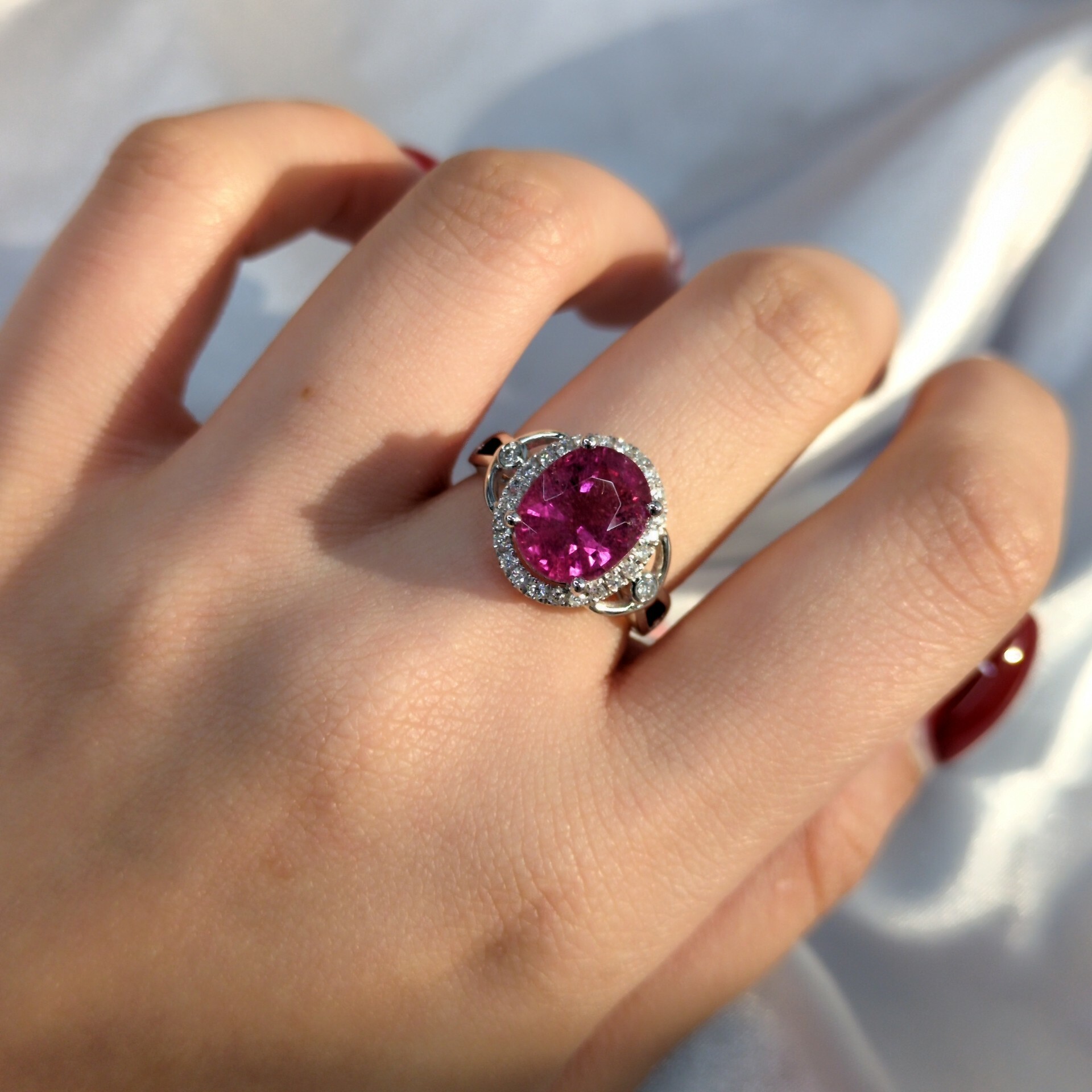 18K White Gold 3.22ct Tourmaline and Diamond Ring