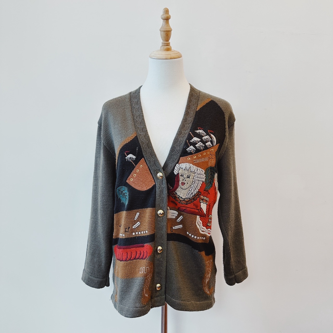 墨綠色微笑的聖誕女人毛衣