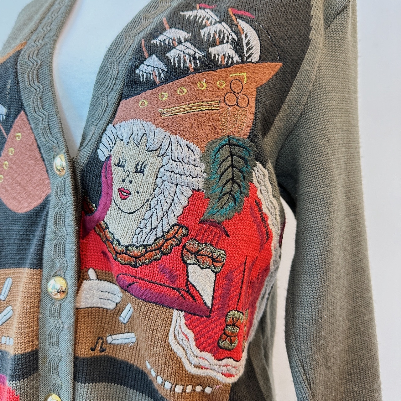 墨綠色微笑的聖誕女人毛衣