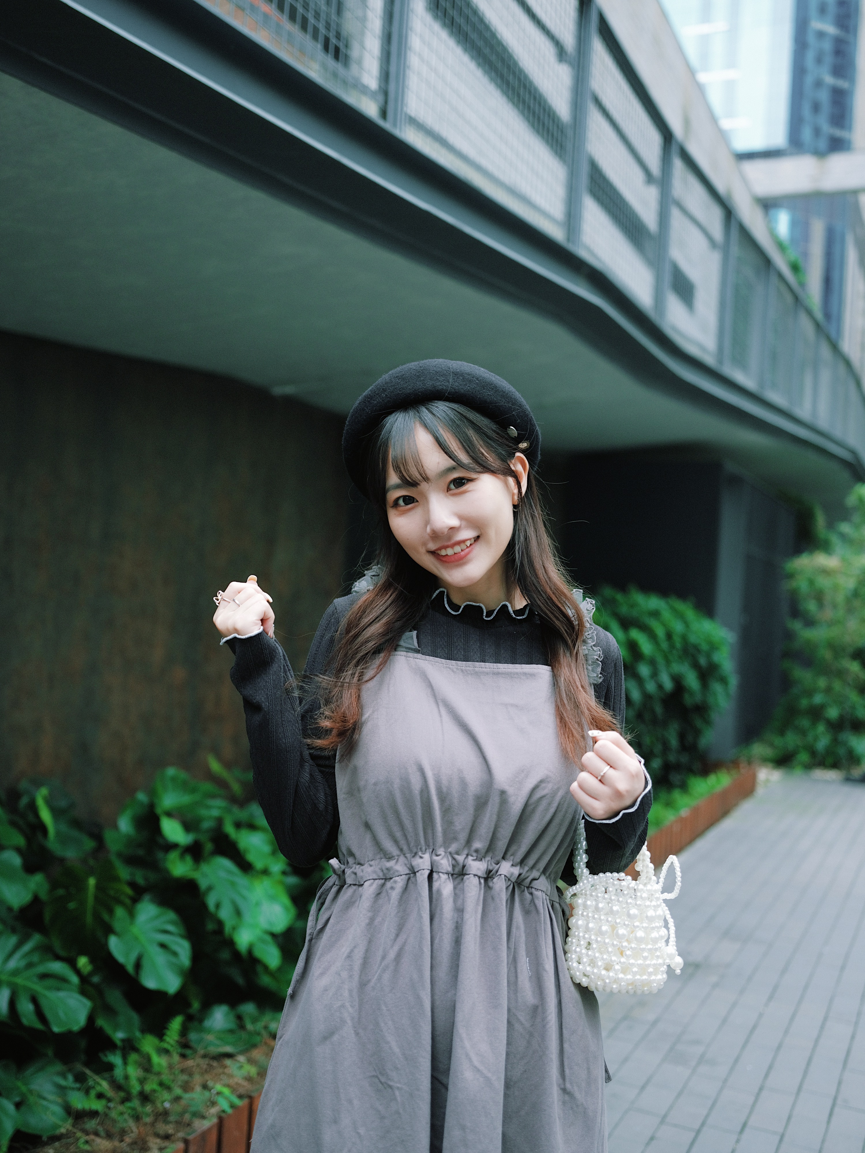 三色 / 木耳橡筋坑紋長袖上衣/ Wrinkle Ruffle Long Sleeve Top