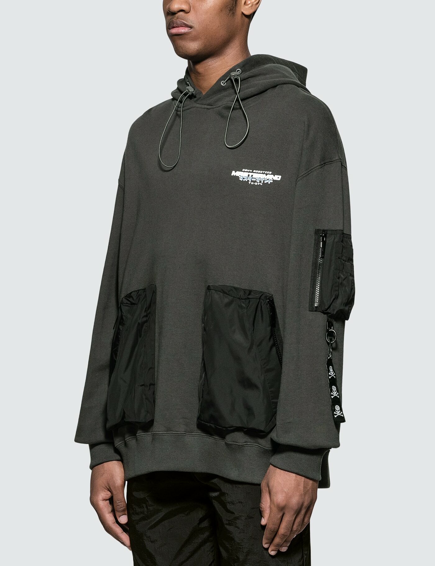C2H4 X MASTERMIND JAPAN SKULL PRINT ZIP POCKET HOODIE