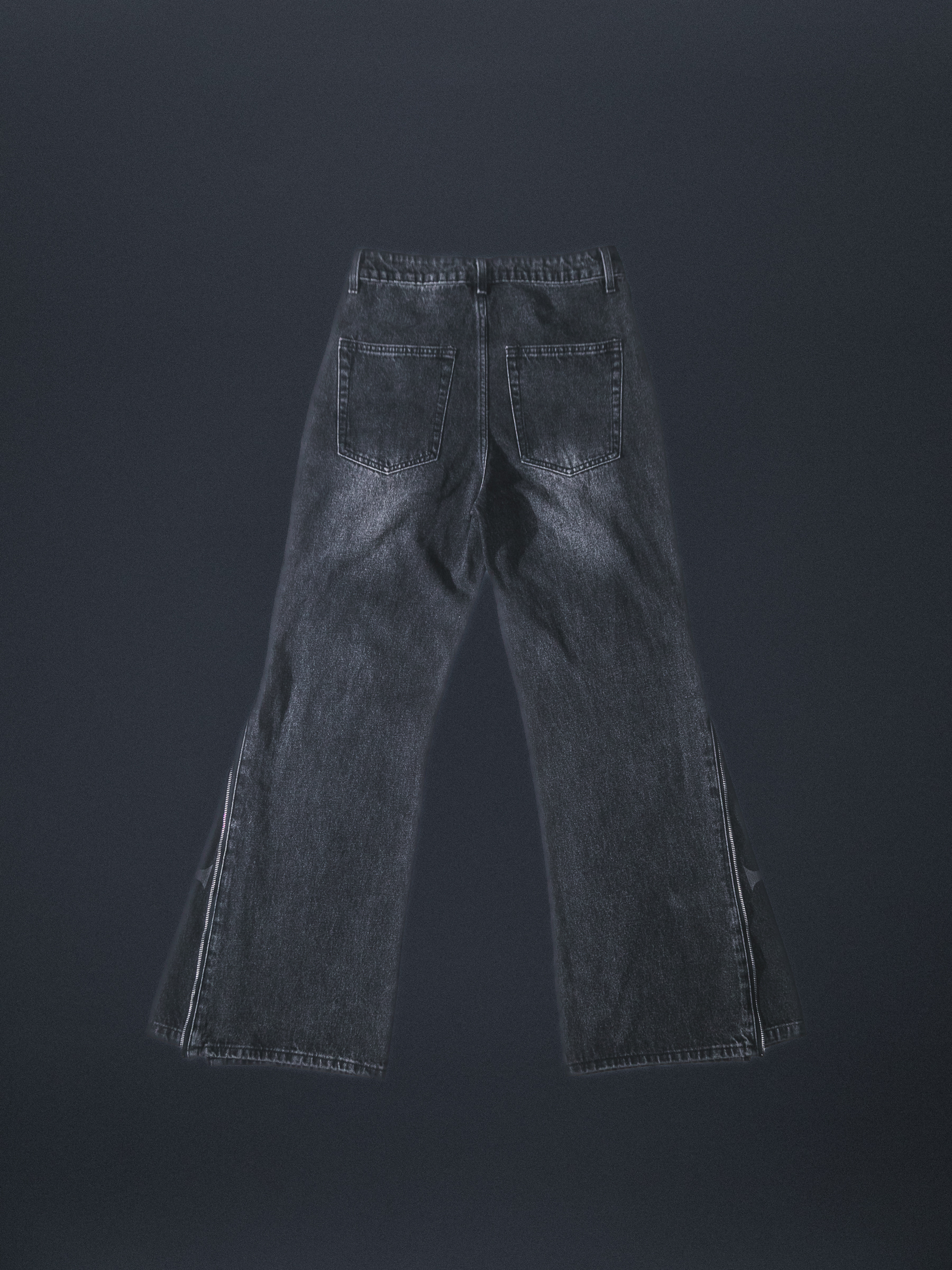 Kaesy Triple Zip Flare Jeans - Black