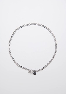 Mixture-MN029 雙圓圈串接長方塊鏈純鋼項鍊50cm