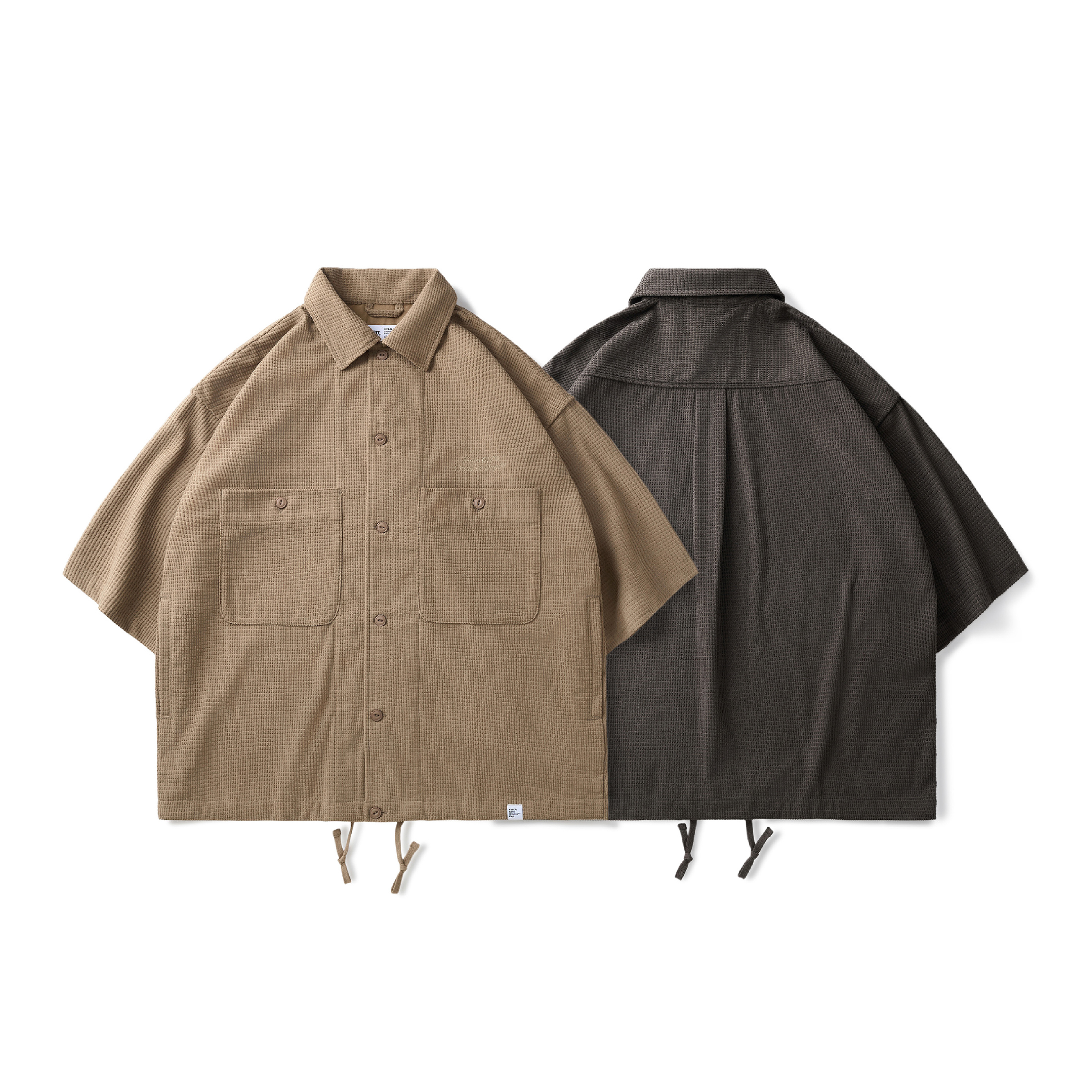 Filter017 格紋燈芯絨寬版五分袖襯衫外套