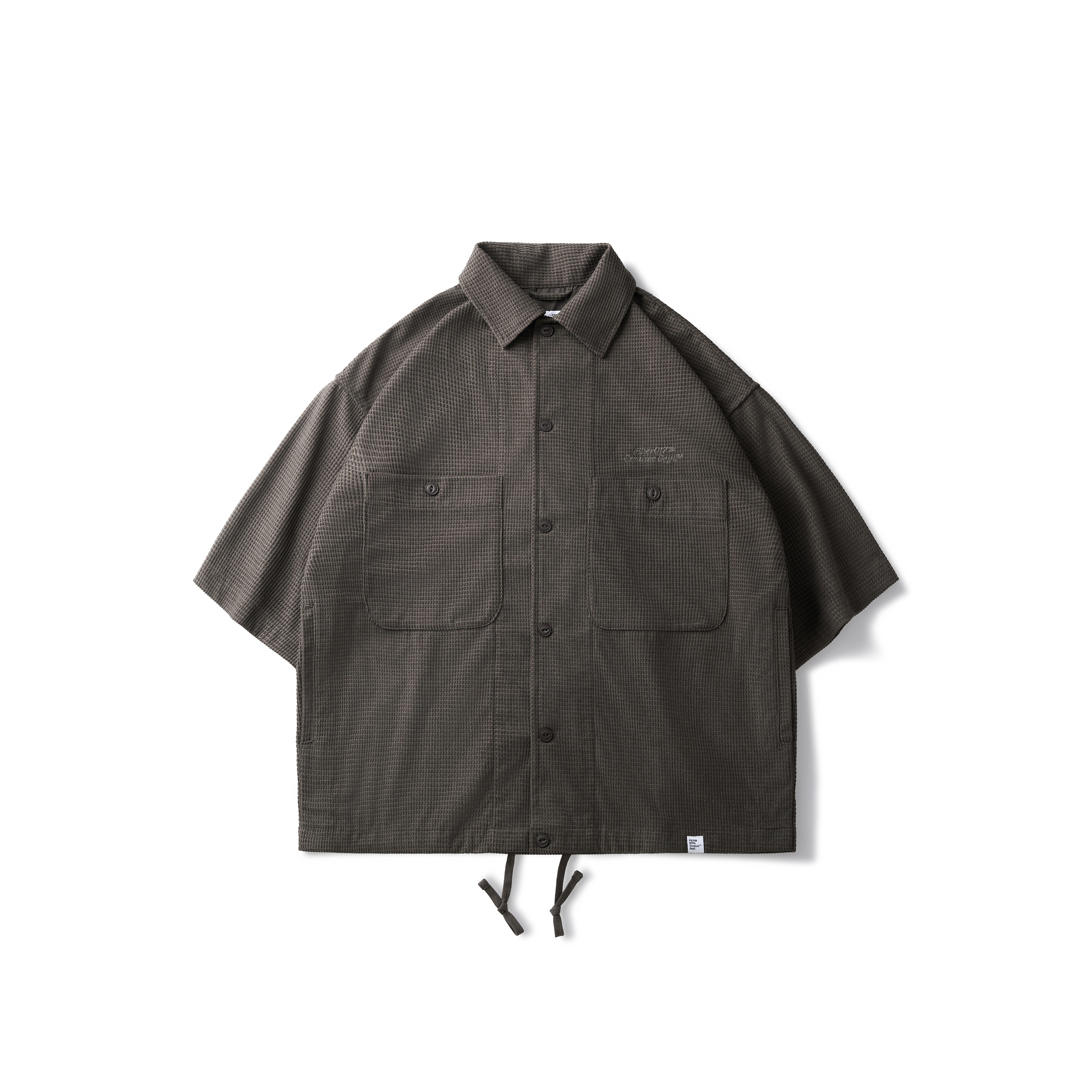 Filter017 格紋燈芯絨寬版五分袖襯衫外套