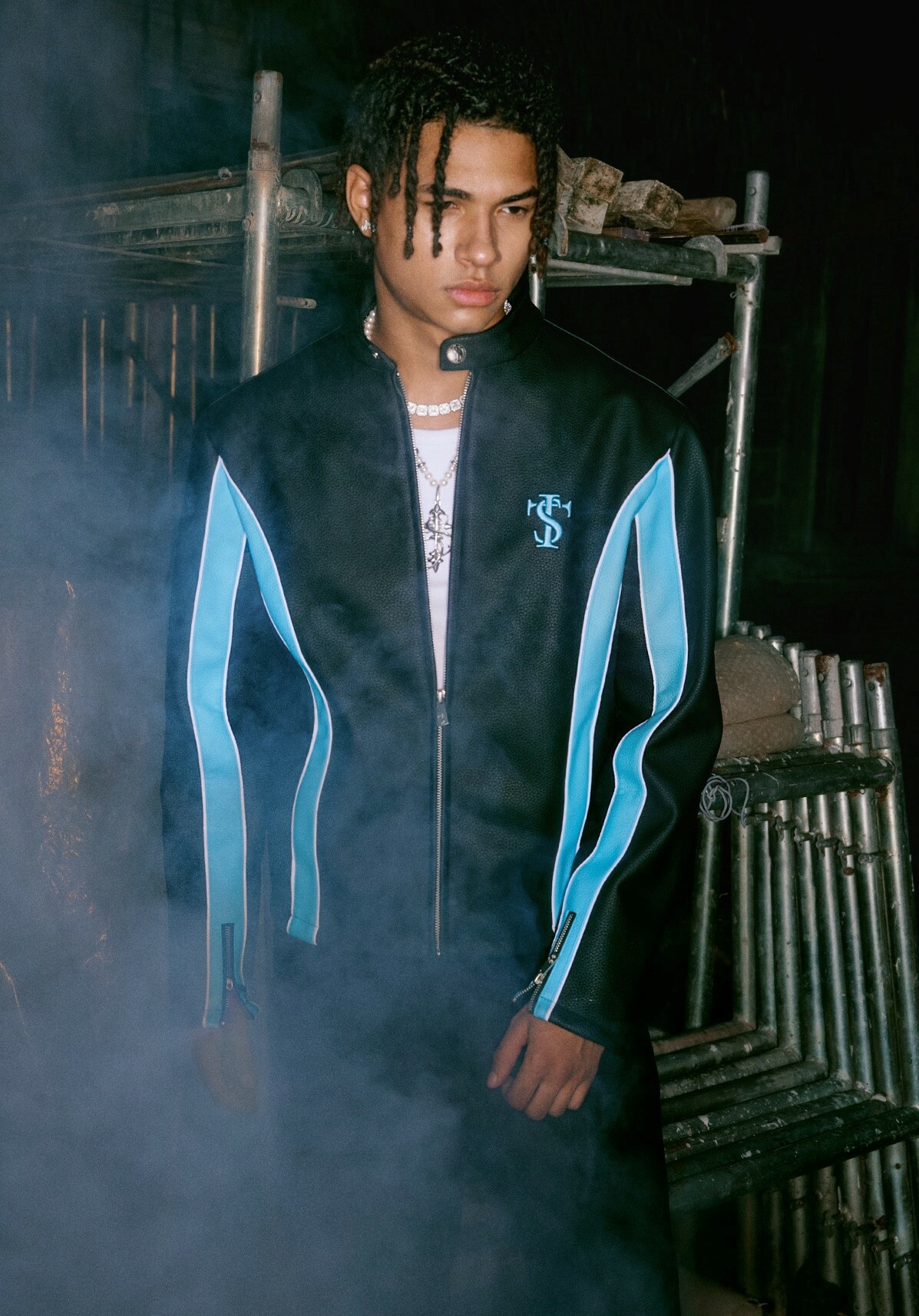 STK SmallTownKid 賽車拼接 皮衣外套