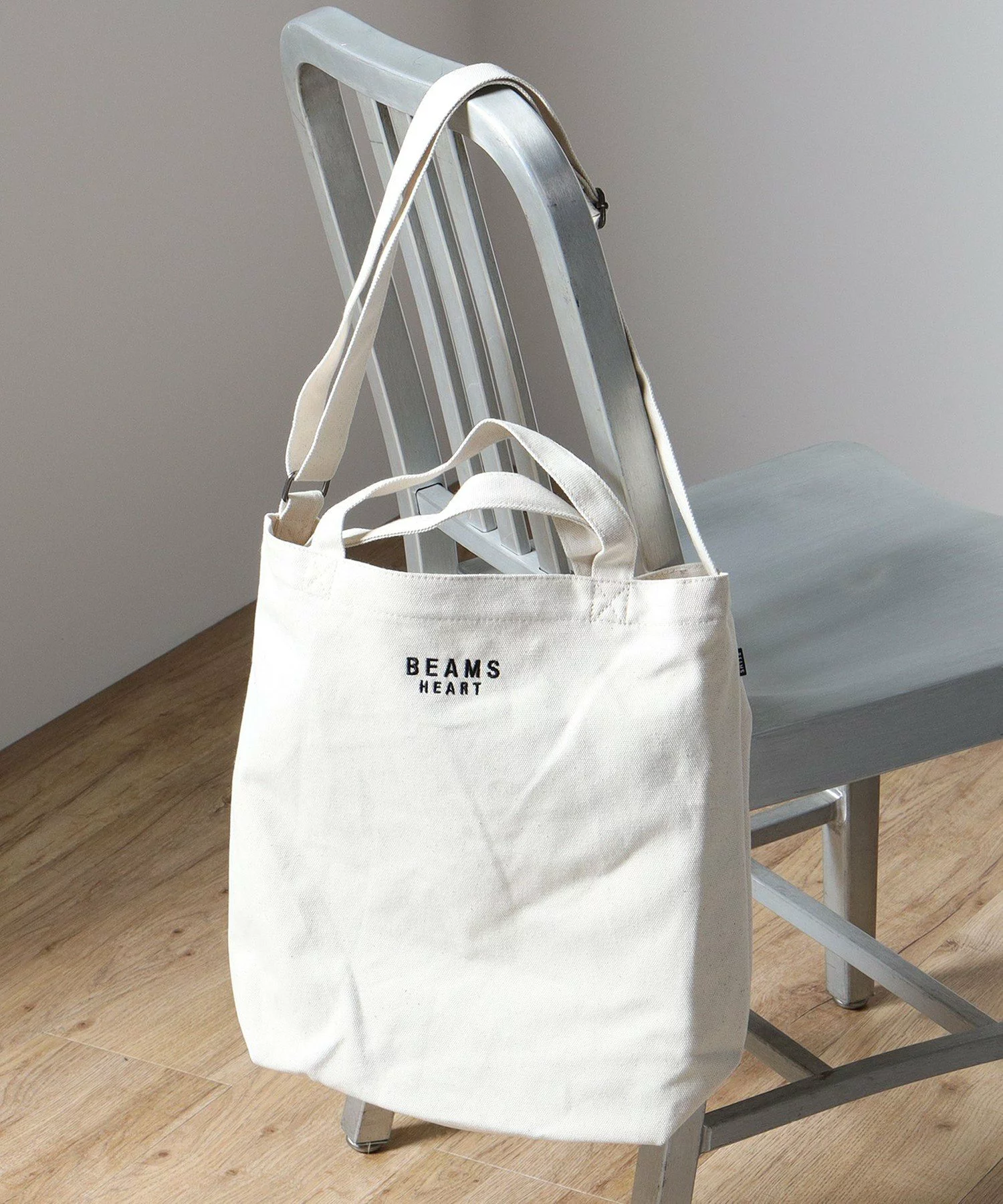 BEAMS HEART CANVAS 2WAYS BAG 米白色