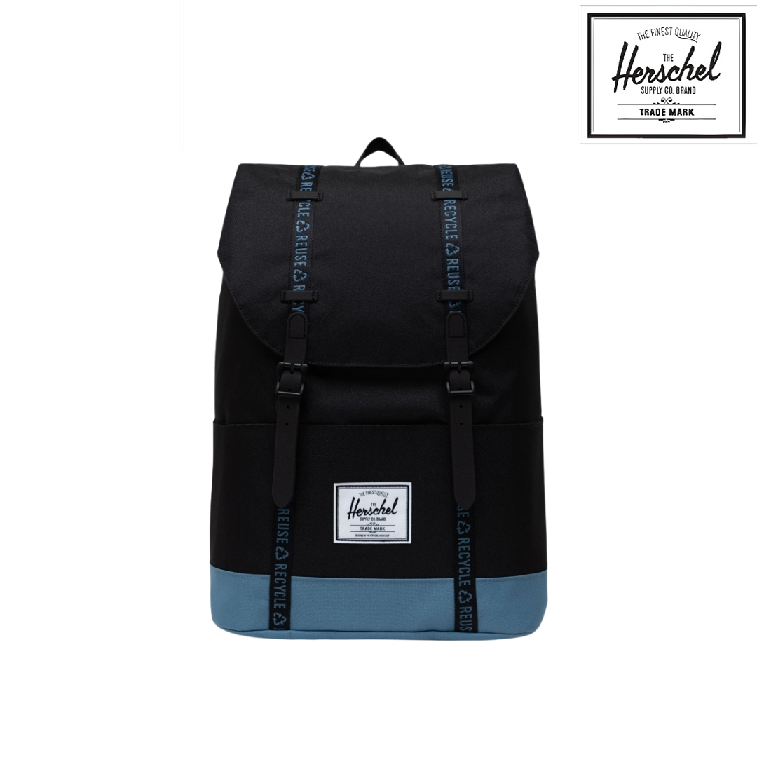 【HERSCHEL】Retreat雙肩包環保休閒旅行包潮牌背包-黑