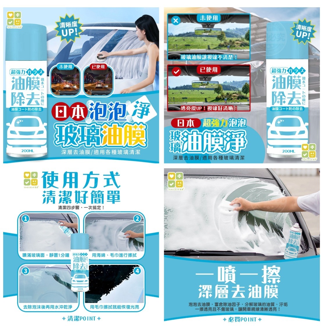 日本CLH泡泡玻璃油膜淨（1套2支）