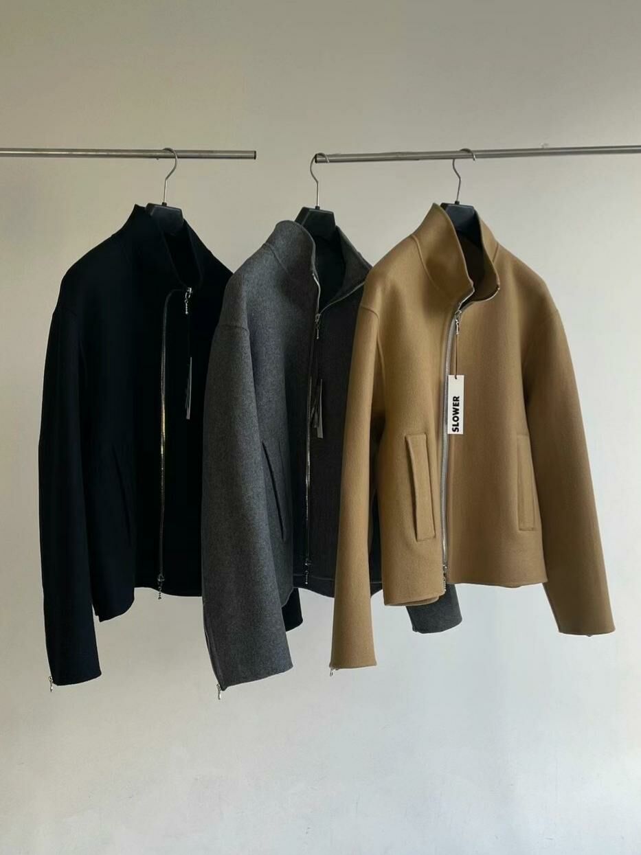 淨色企領拉鍊外套 SLOWER-012JK