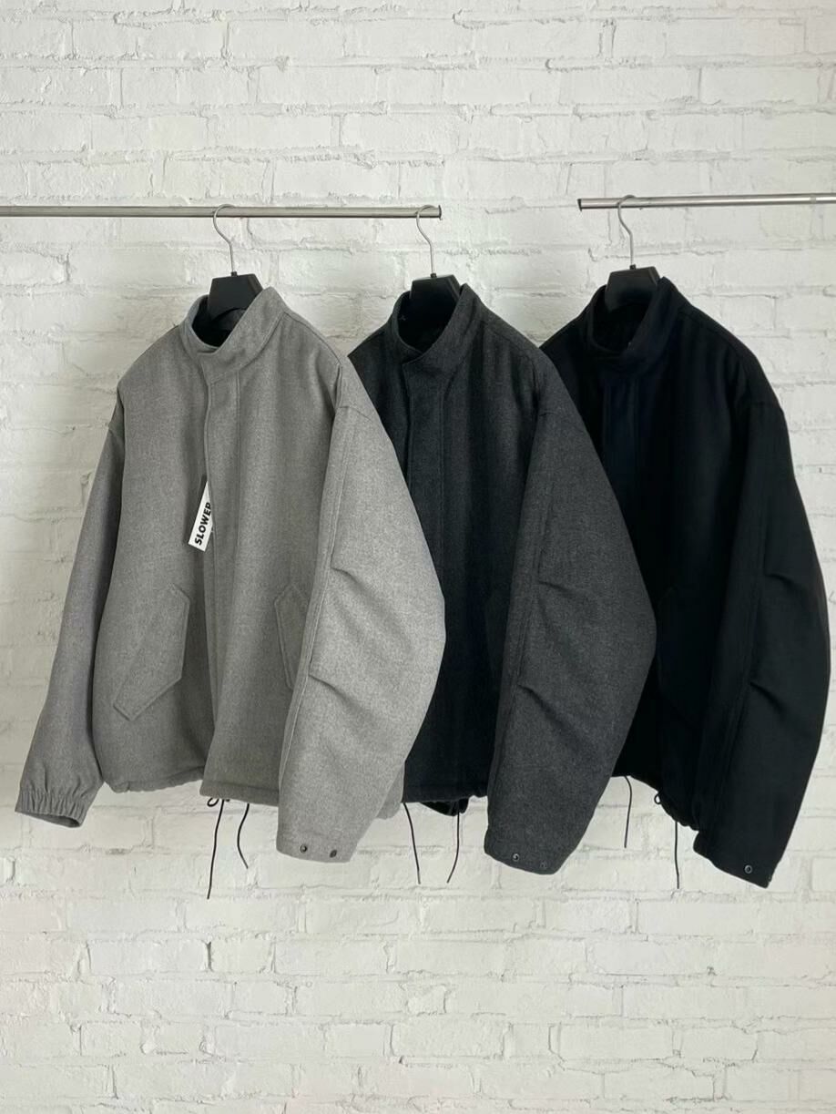 淨色企領拉鍊外套(薄夾棉) SLOWER-015JK