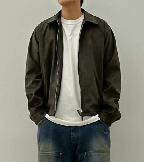 反領猄面拉鍊外套(薄夾棉) SLOWER-016JK