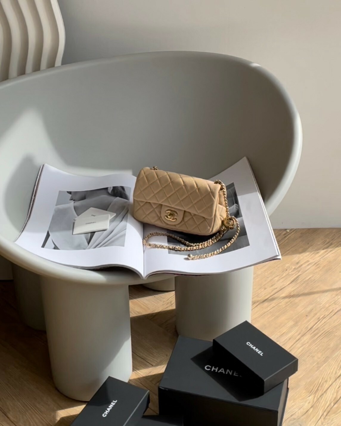 CHANEL｜CF20 金球 奶茶色