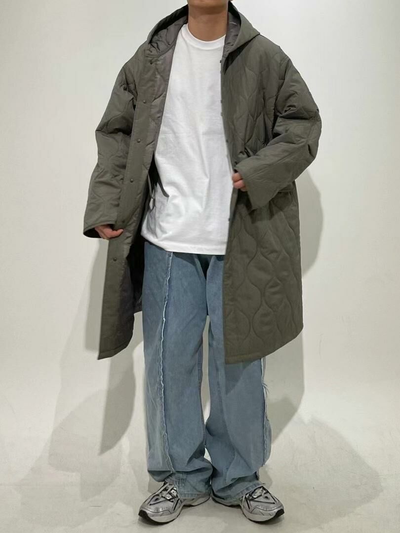 淨色連帽開胸長褸(薄夾棉) SLOWER-018JK