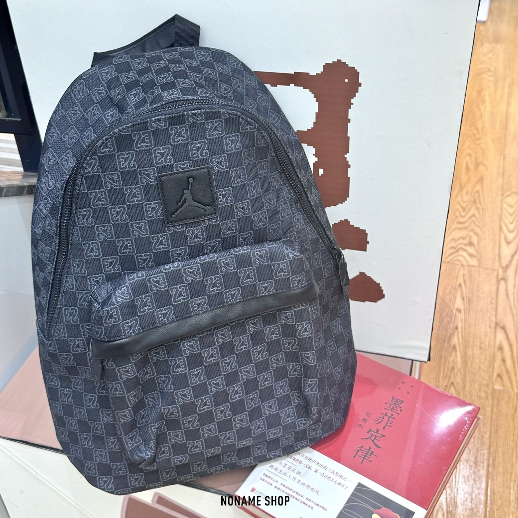 NIKE JORDAN MONOGRAM BACKPACK 復古 老花 後背包 陳傑憲 深黑灰 (大)