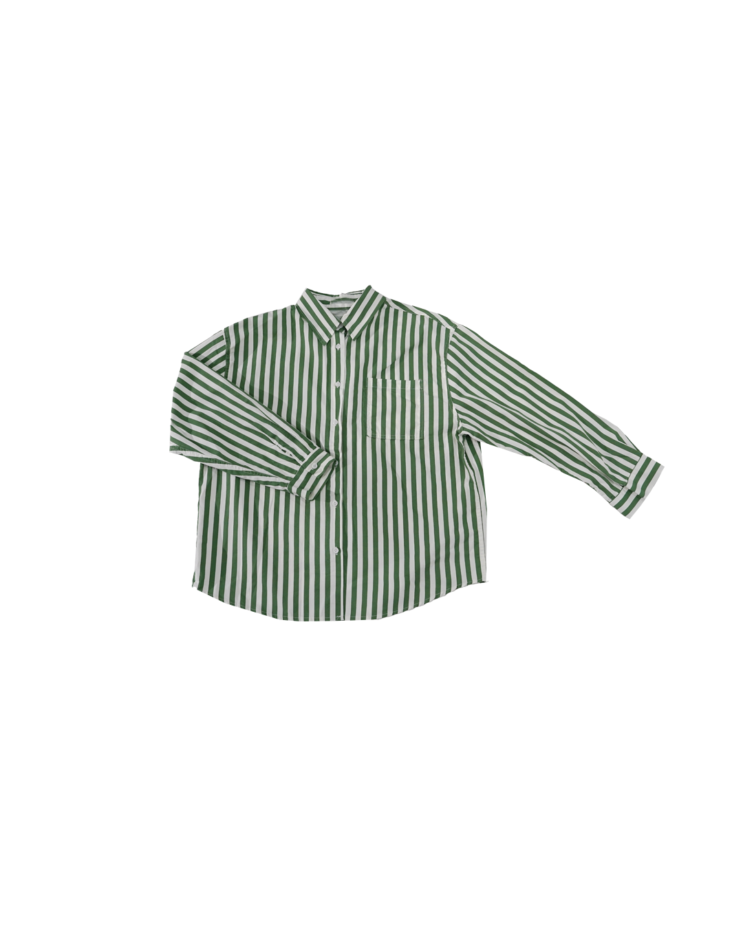 闊直條口袋尖領襯衫