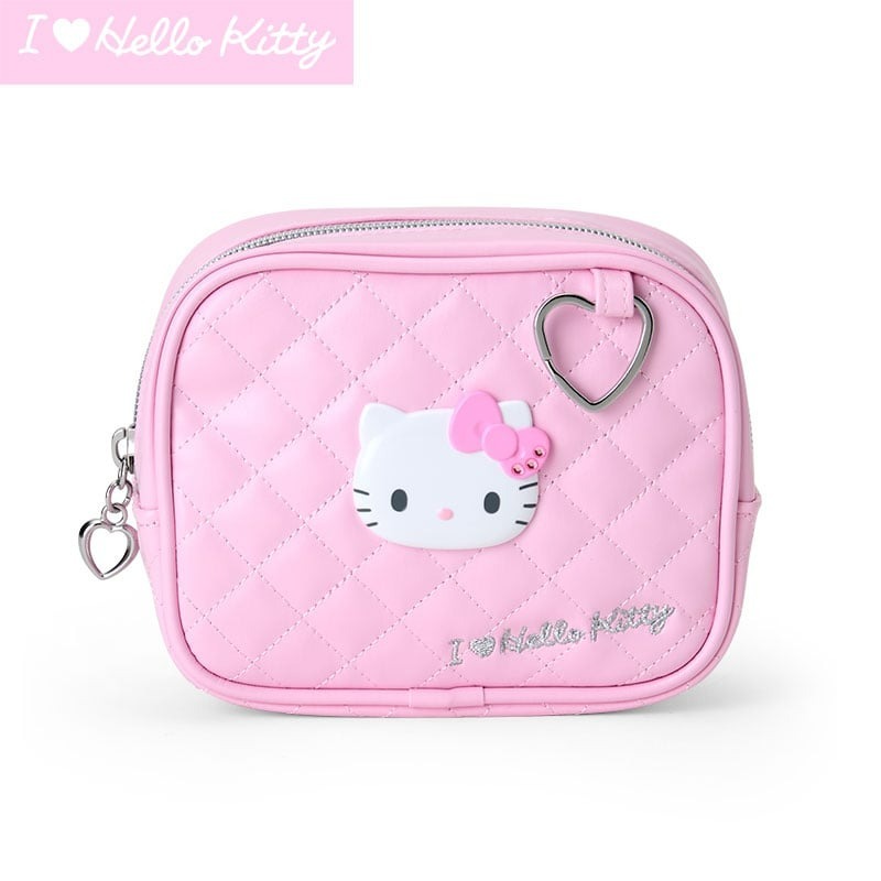 日本 Sanrio I Love Hello Kitty 系列 - PU皮壓紋化妝袋
