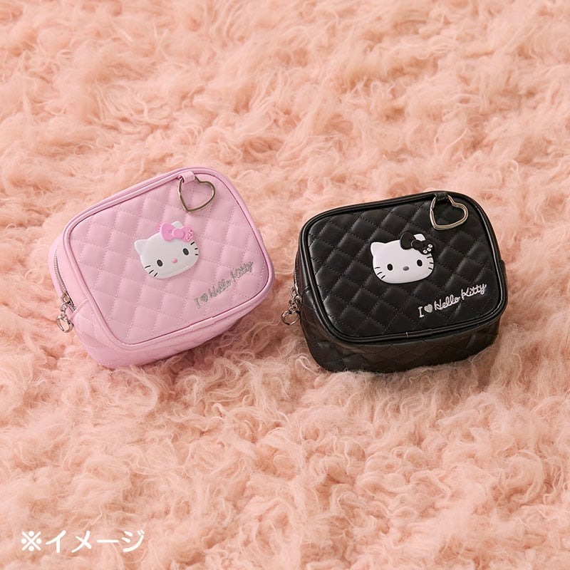日本 Sanrio I Love Hello Kitty 系列 - PU皮壓紋化妝袋
