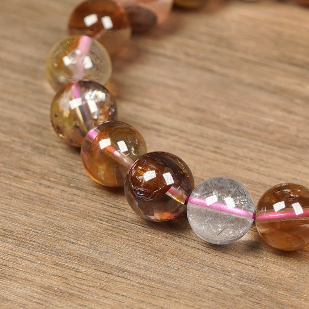 小樹膠花水晶高品玉化小樹水晶9.8-10.3mm 小樹膠花手珠｜日本彈力繩