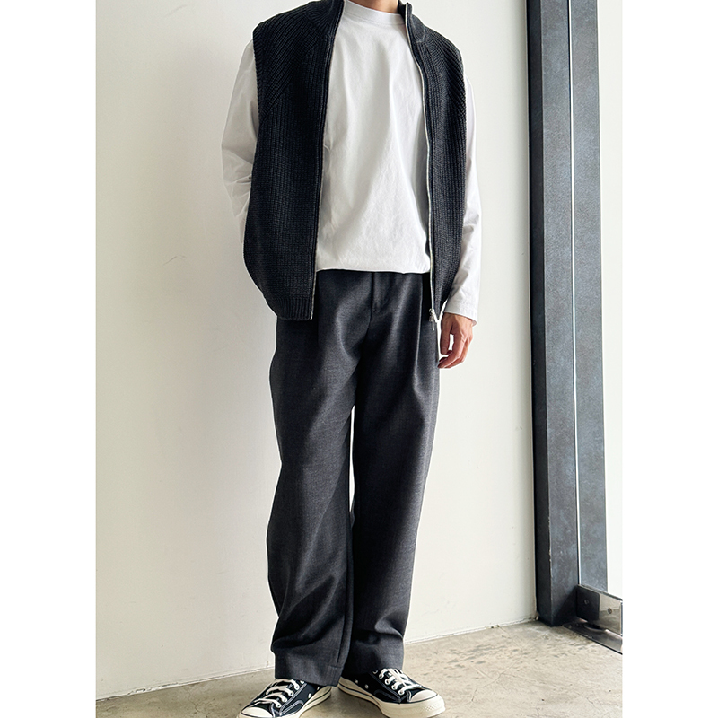 Studio Nicholson Tuck Curved Tapered Pant Tarmac