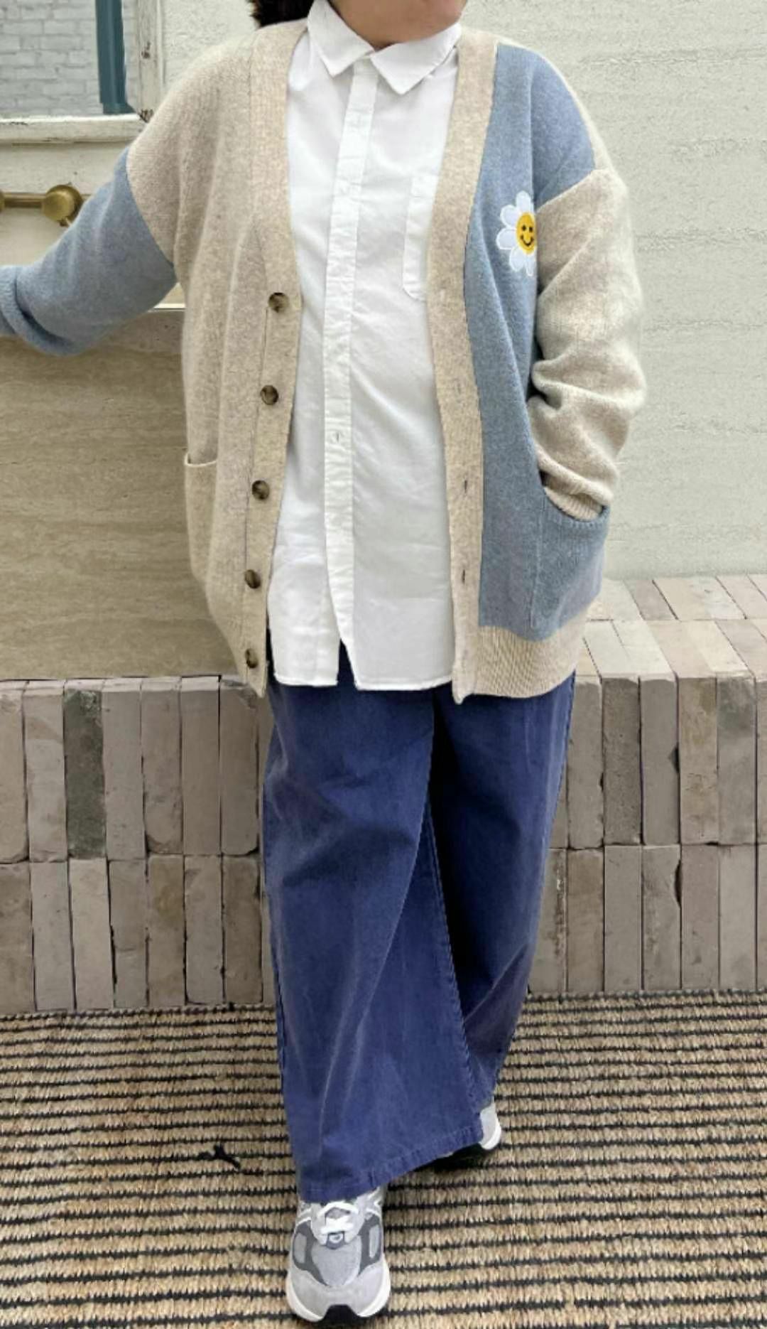 花花圖案開胸針織外套 KKUKKU-043JK