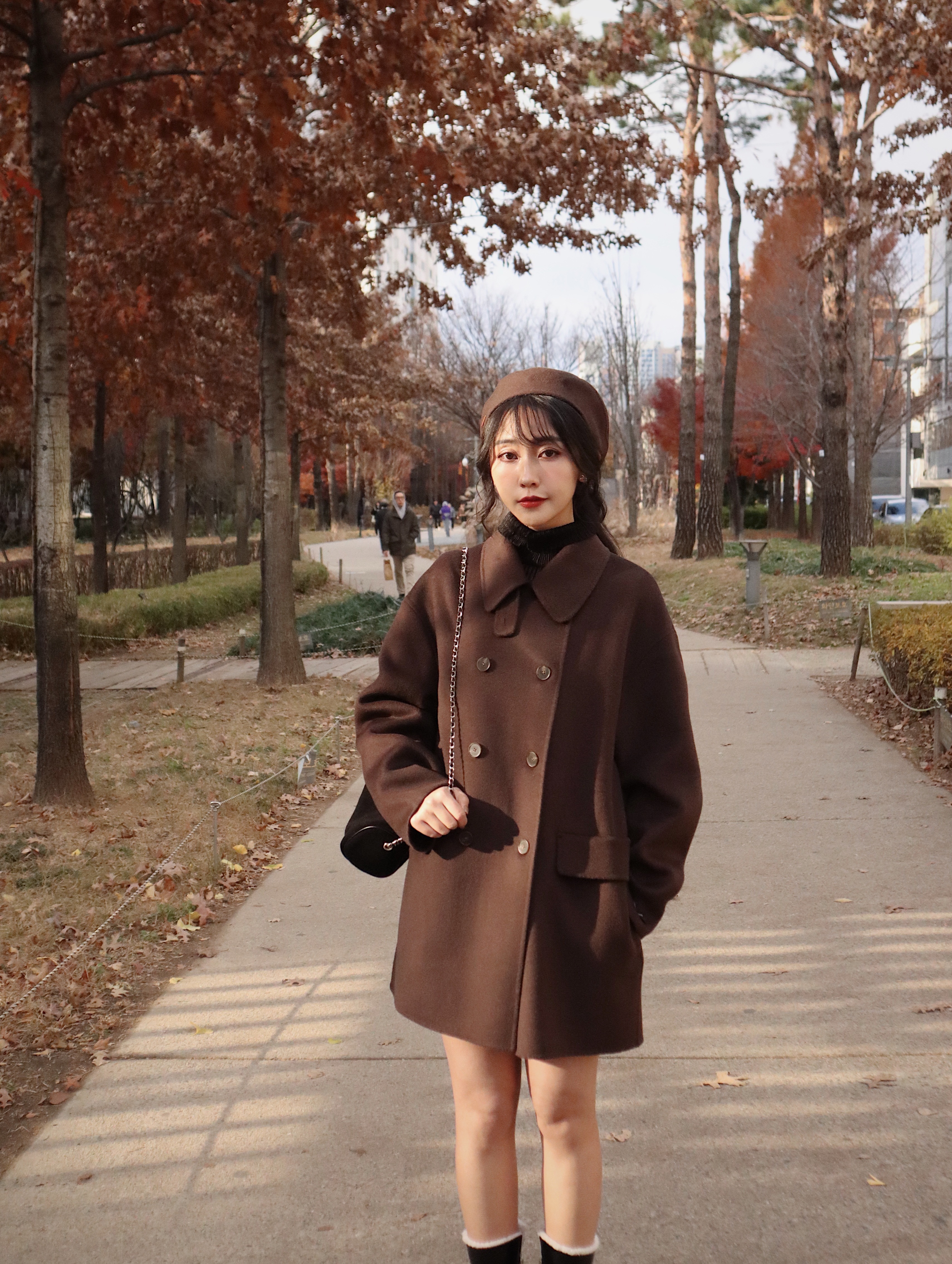 CG10-C【 Premium】法式康朋 品牌自訂經典雙排釦100%羊毛手工大衣 /迪奧深咖