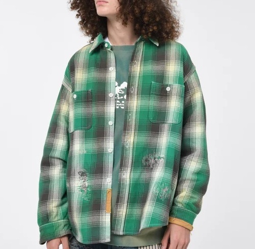 BOWWOW HEAVY WEIGHT FLANNEL SHIRTS AGING - GREEN PRE ORDER ITEM (預訂中)