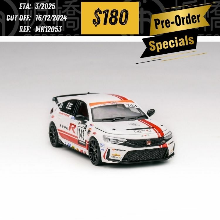 PO-$180 * MOTORHELIX * 1:64 HONDA CIVIC TYPE R FL5 R&D CHALLENGE PEARL WHITE [OD05/12]