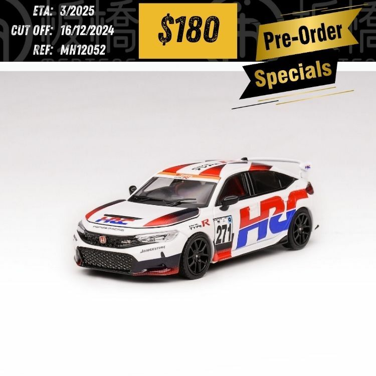 PO-$180 * MOTORHELIX * 1:64 HONDA CIVIC TYPE R FL5 HRC PEARL WHITE [OD05/12]