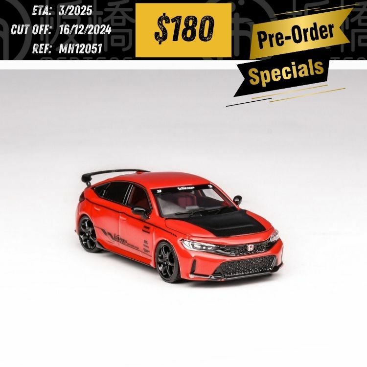 PO-$180 * MOTORHELIX * 1:64 HONDA CIVIC TYPE R FL5 VARIS RED [OD05/12]