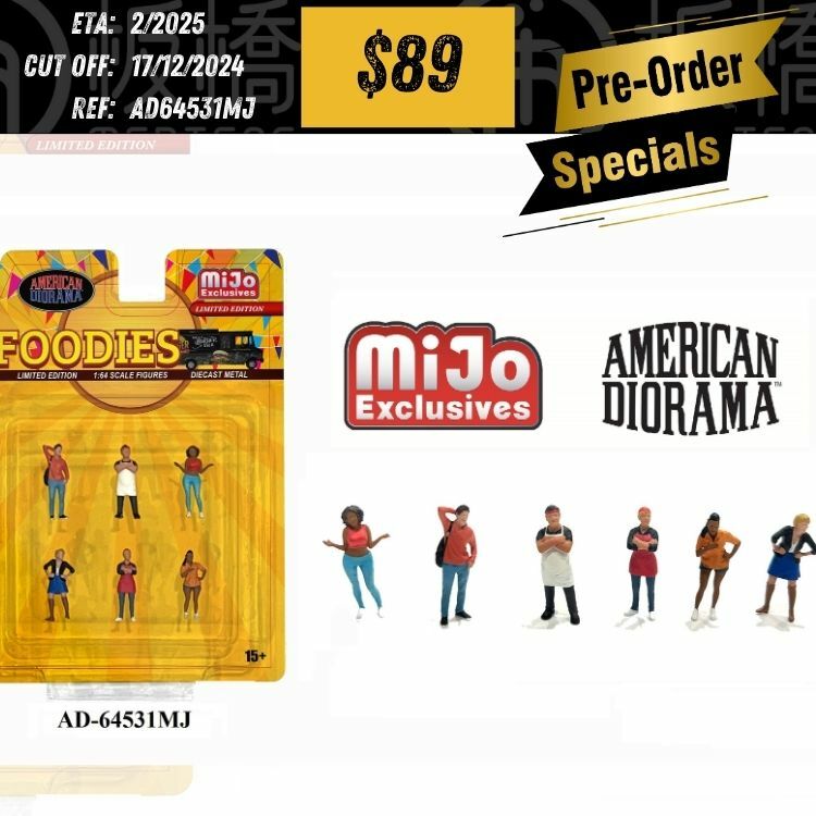 PO-$89 * AMERICAN DIORAMA * 1:64 Figure Set: Foodies [OD05/12]