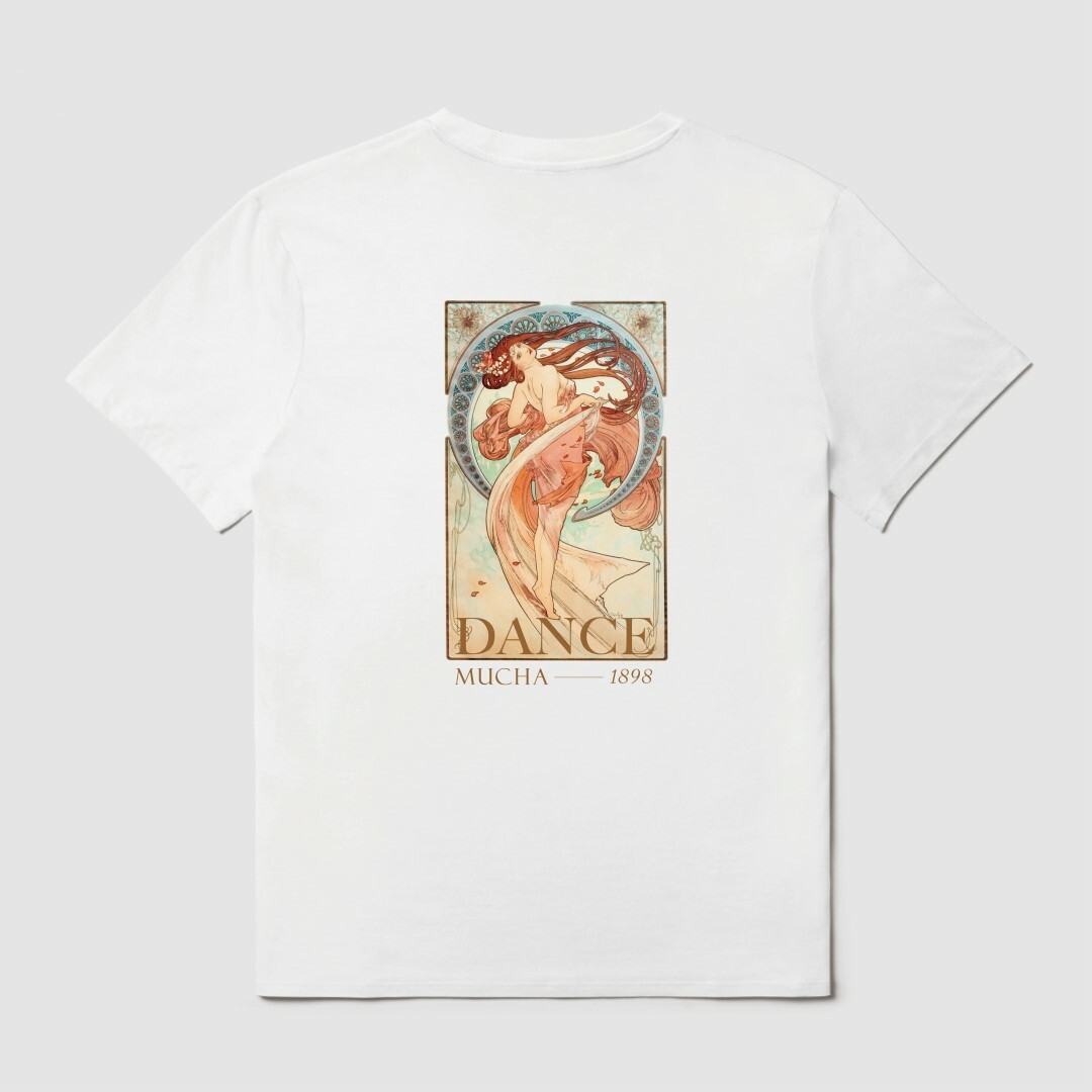 藝術厚磅短袖T恤｜慕夏《Dance》白