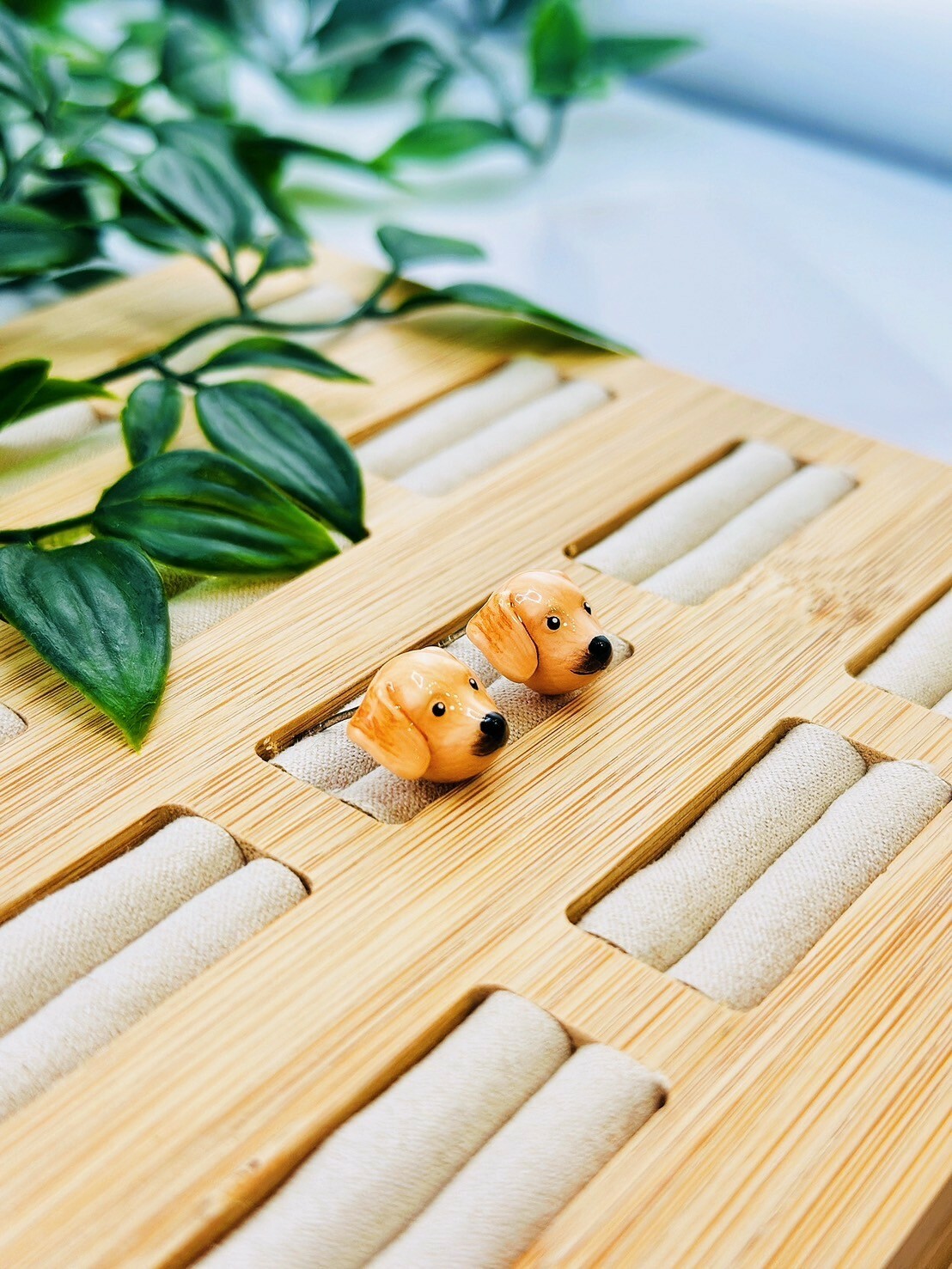 臘腸犬立體耳環