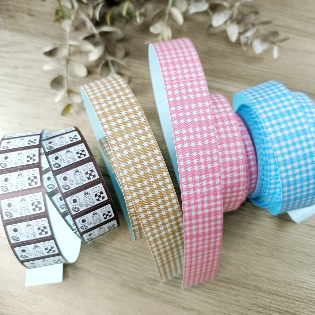 日本Stamp Marche．標籤機貼紙膠帶捲 3格紋+1款 <整捲/分裝>