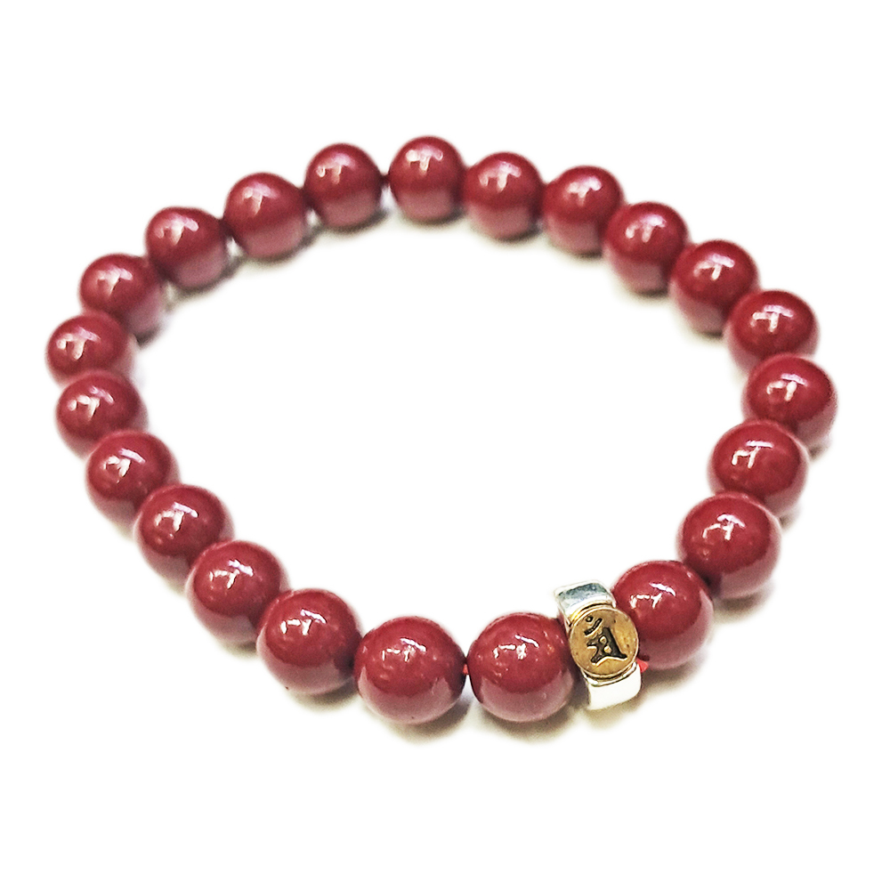 文殊菩薩 種子字{紫金砂 硃砂}手珠8mm【十方】153946