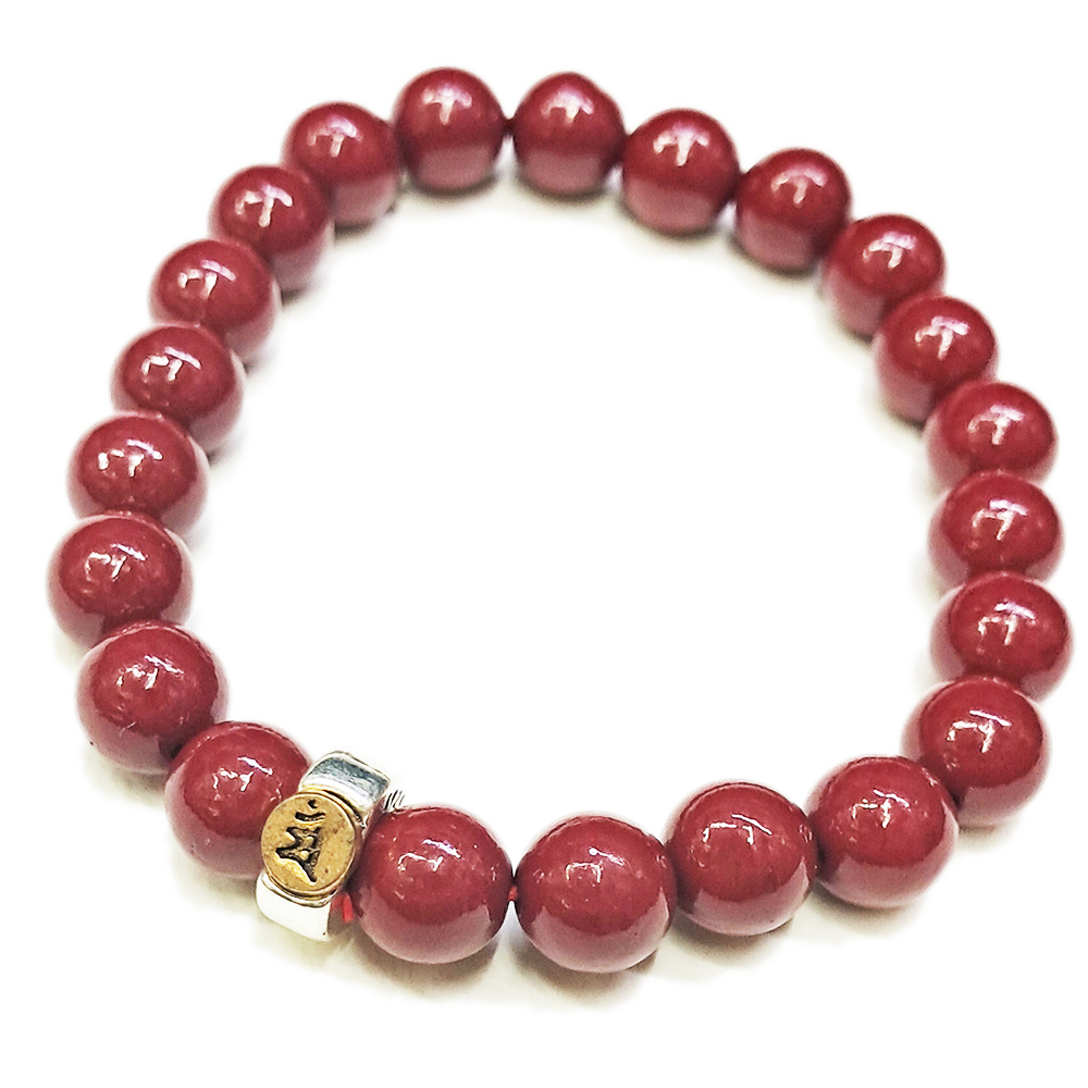 文殊菩薩 種子字{紫金砂 硃砂}手珠8mm【十方】153946