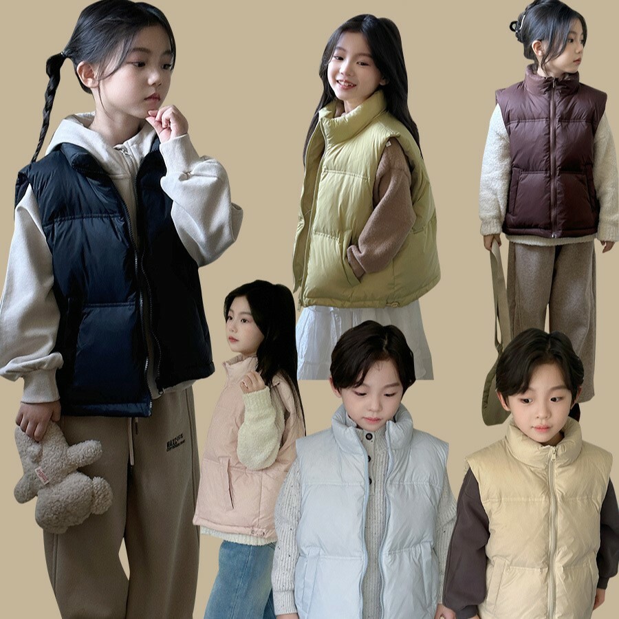 少量現貨 兒童羽絨立領背心 (厚款) 6色 <100-160cm> G