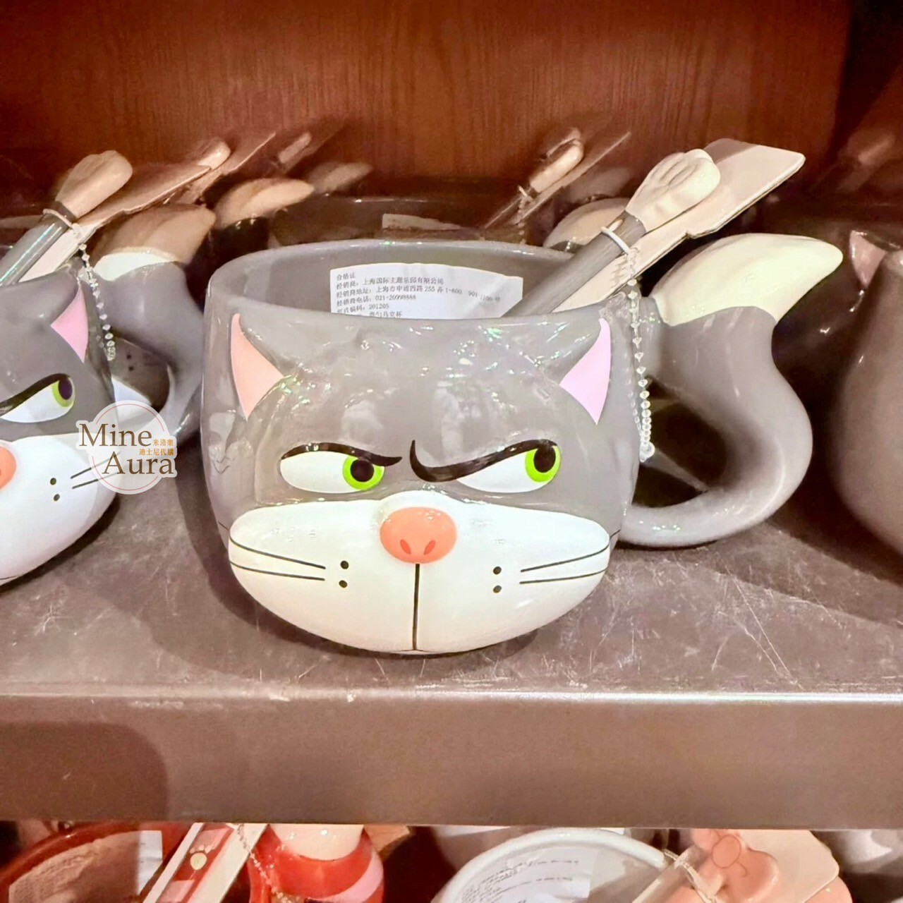 爪爪派對系列 路西法 魯斯佛 Lucife 壞貓咪 湯勺+馬克杯 組 -上海迪士尼樂園