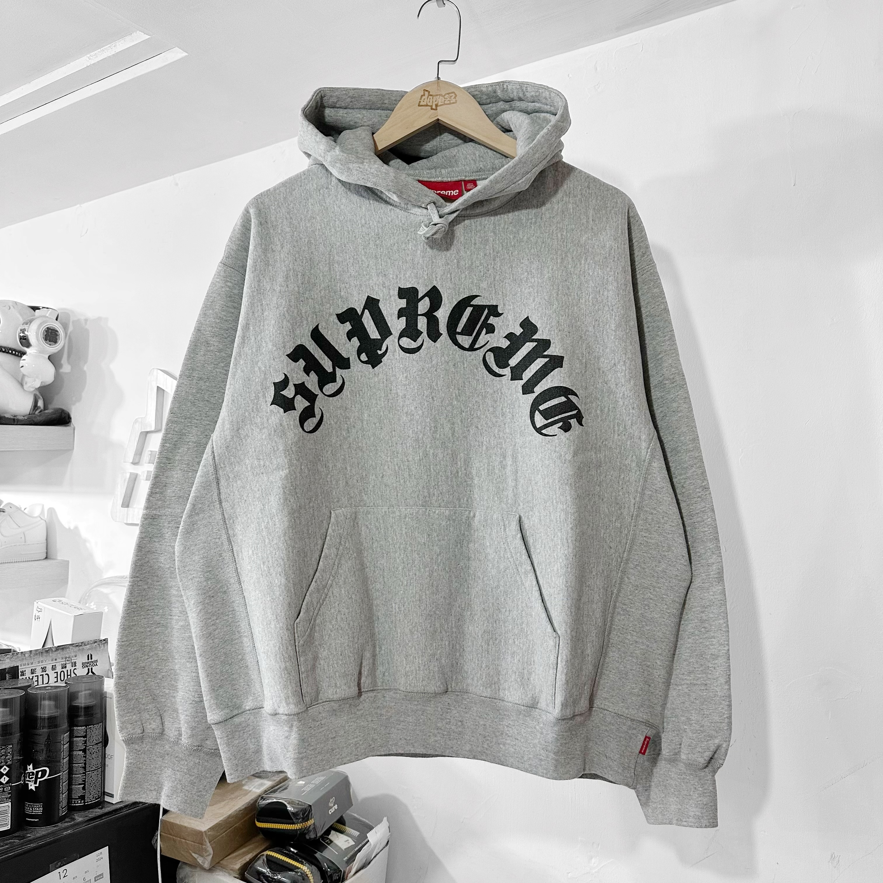 Supreme Printed Arc Hooded Sweatshirt Heather Grey