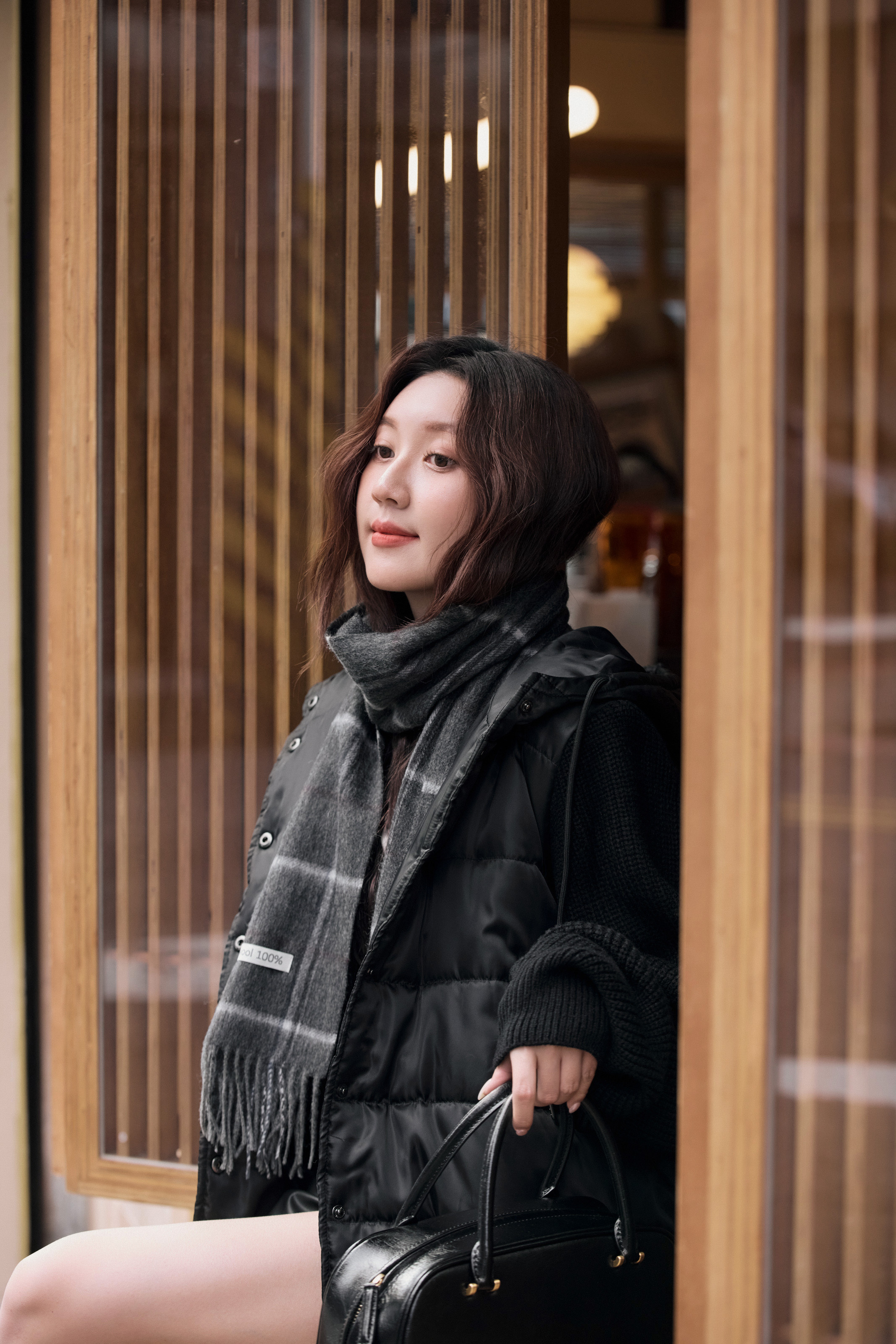 針織拼接鋪棉外套