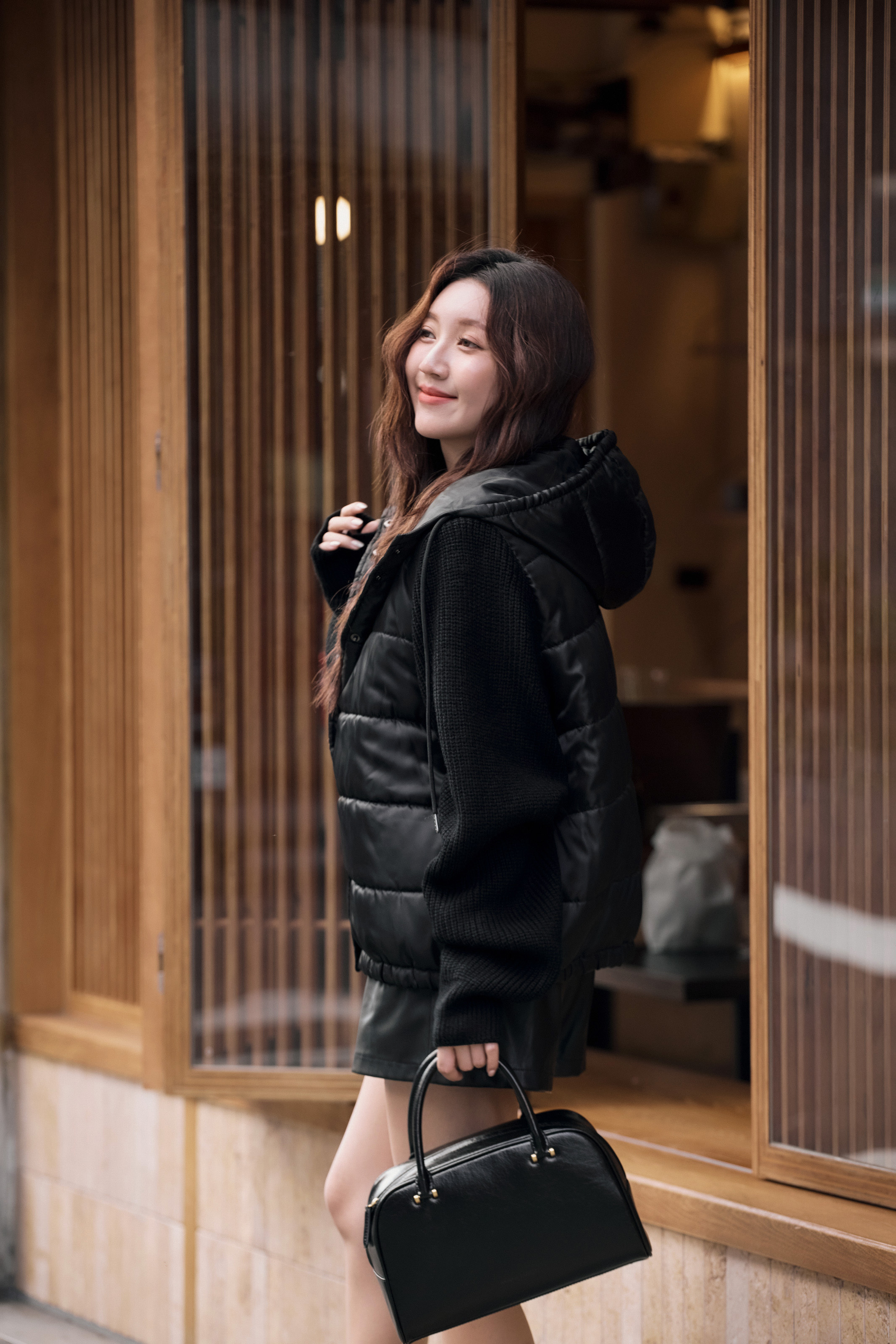 針織拼接鋪棉外套